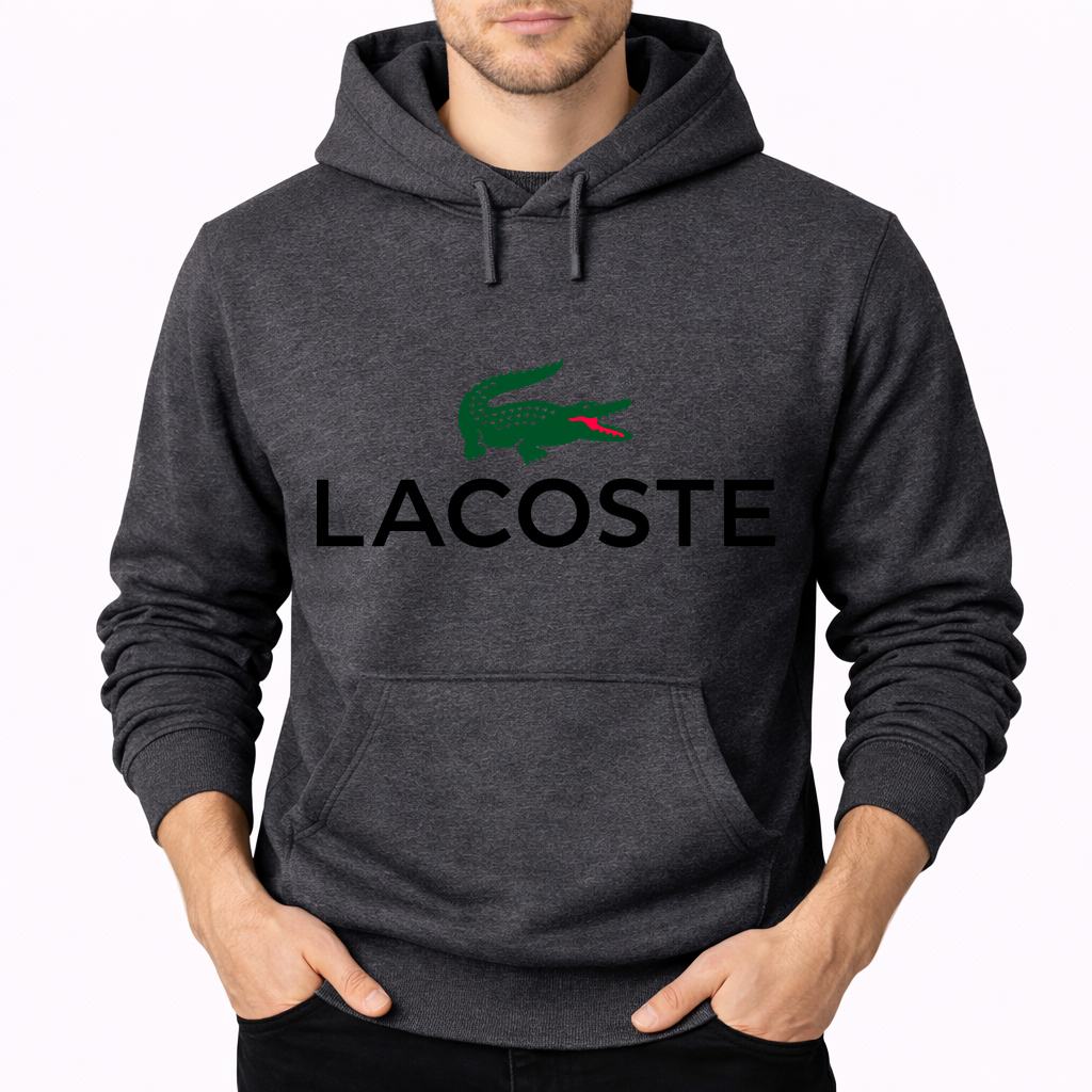 Men's Lacoste Pullover Hoodie - Charcoal