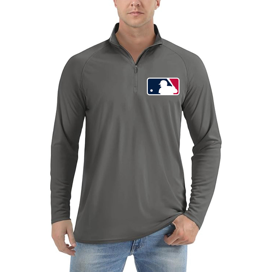 Major_League_Baseball_logo quarter-zip athletic shirt in Dark Gray