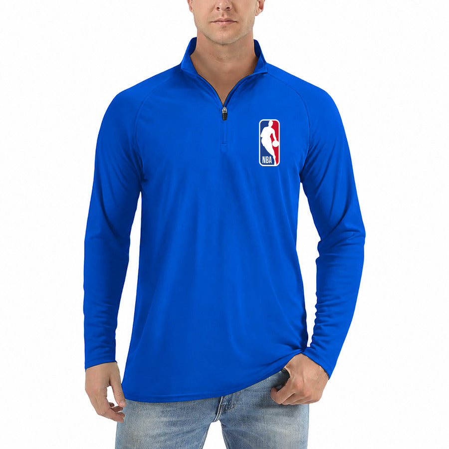 nba quarter-zip athletic shirt in Royal Blue