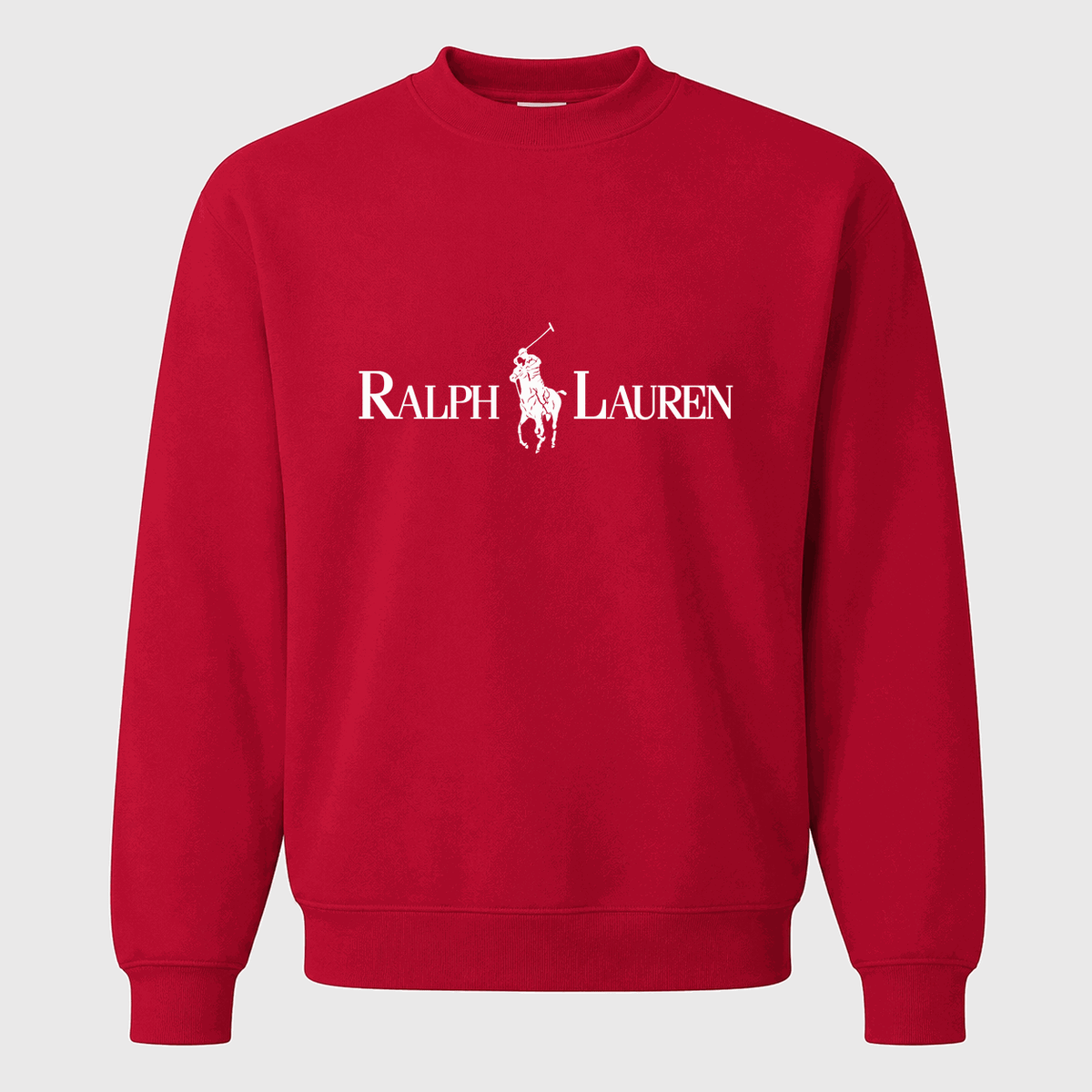 Men's Polo Ralph Lauren White Logo Crewneck Sweatshirt - Red