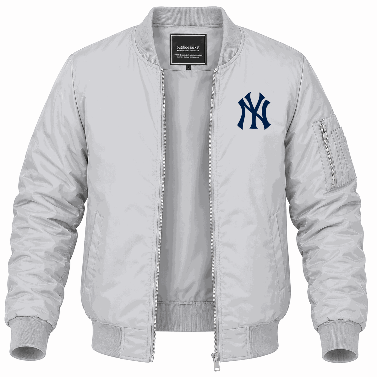 Men's New York Yankees Lightweight Bomber Jacket - Gray