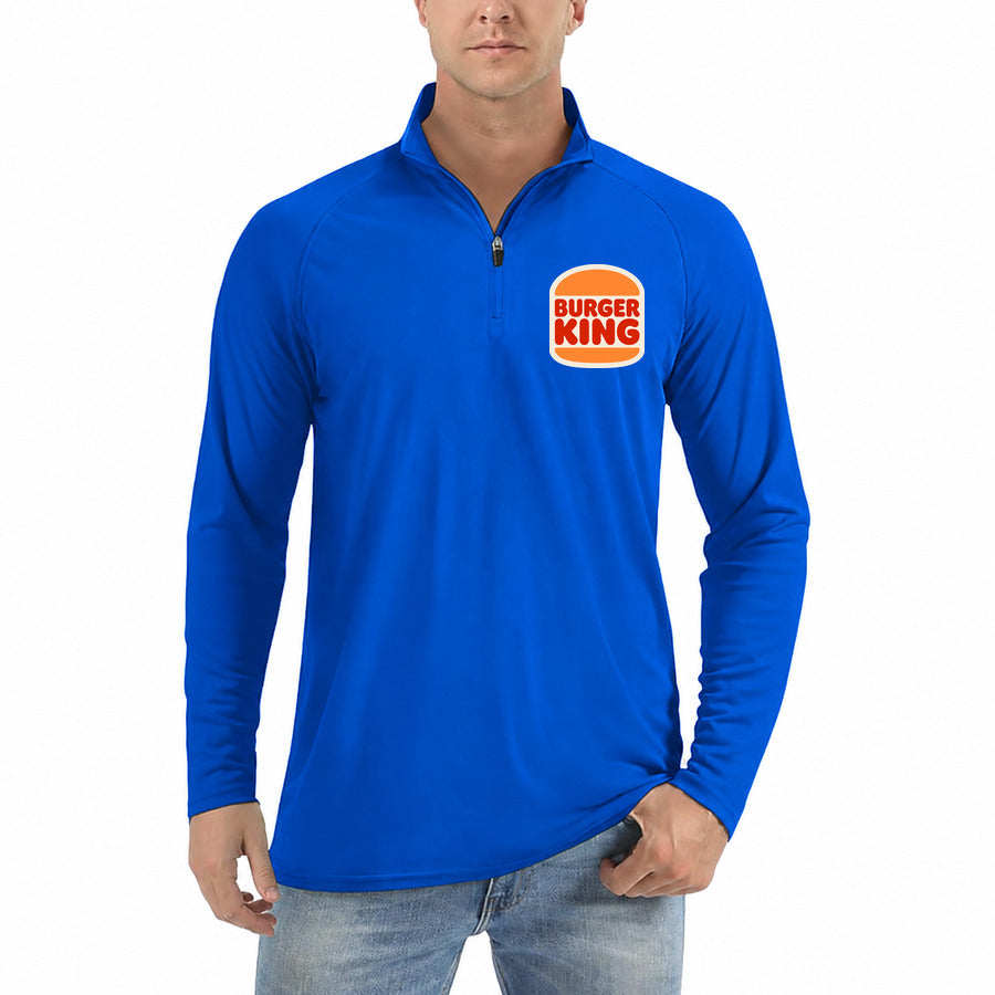 Burger King quarter-zip athletic shirt in Royal Blue