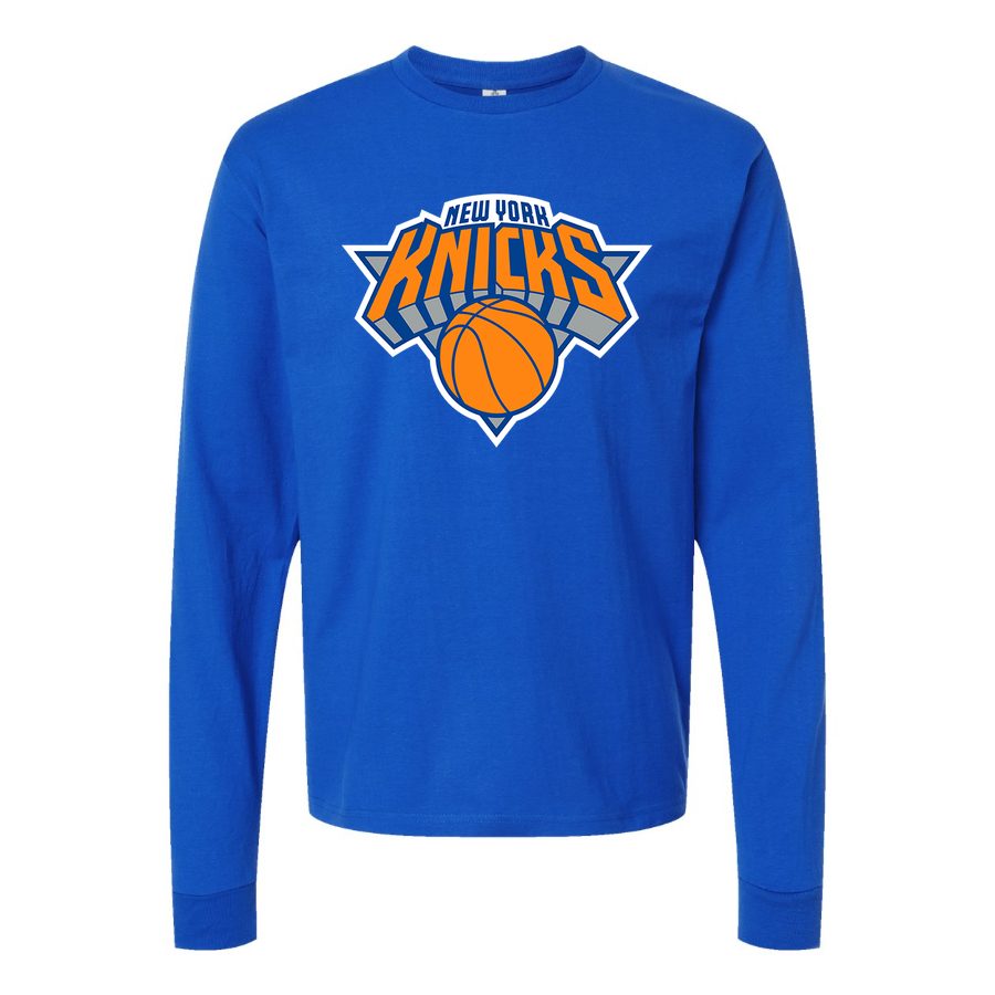 Men's New York Knicks Long sleeves Cotton Blend T-Shirt - Blue