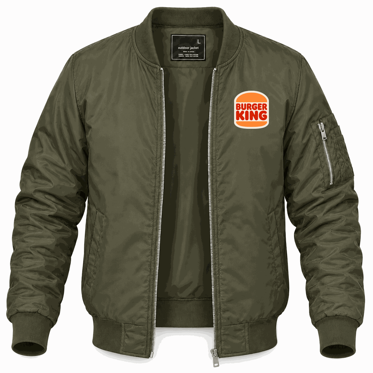 Men's Burger King Lightweight Bomber Jacket - Army Green