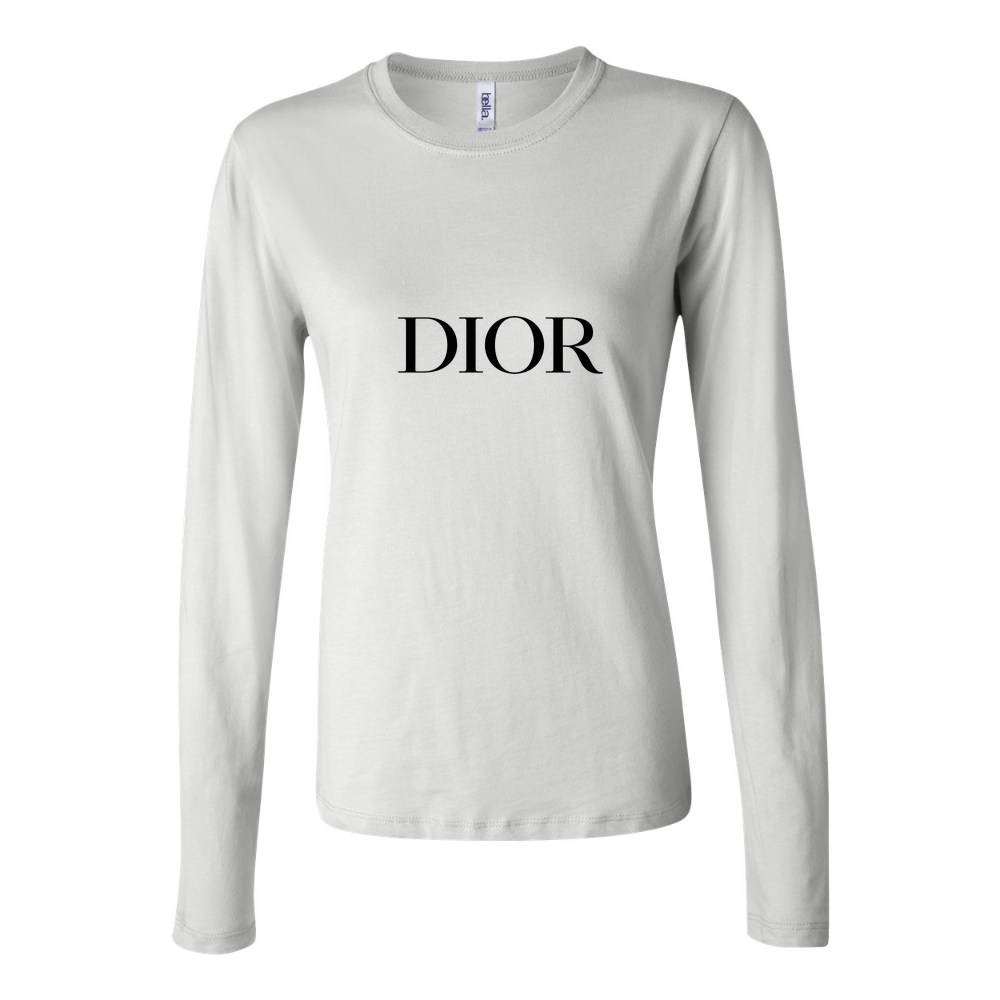 Women's Dior Logo 1536x864 Long Sleeve T-Shirt - White