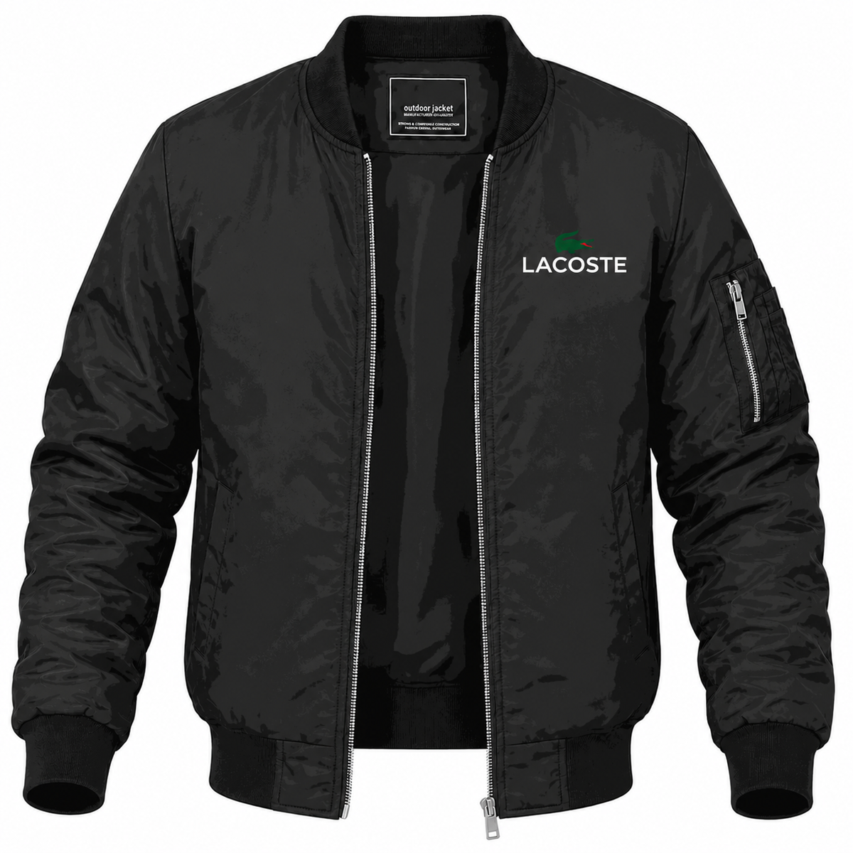 Black - Front View - Men's Lacoste Lightweight Bomber Jacket