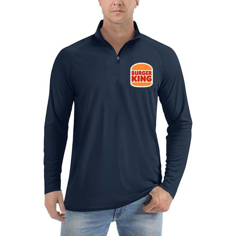 Burger King quarter-zip athletic shirt in Navy