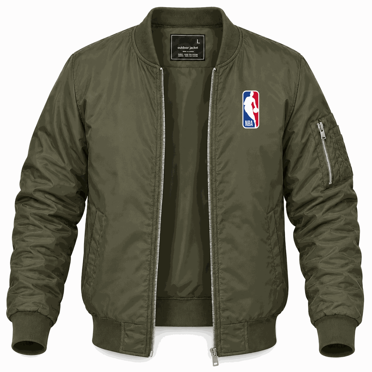 Men's NBA Lightweight Bomber Jacket - Army Green