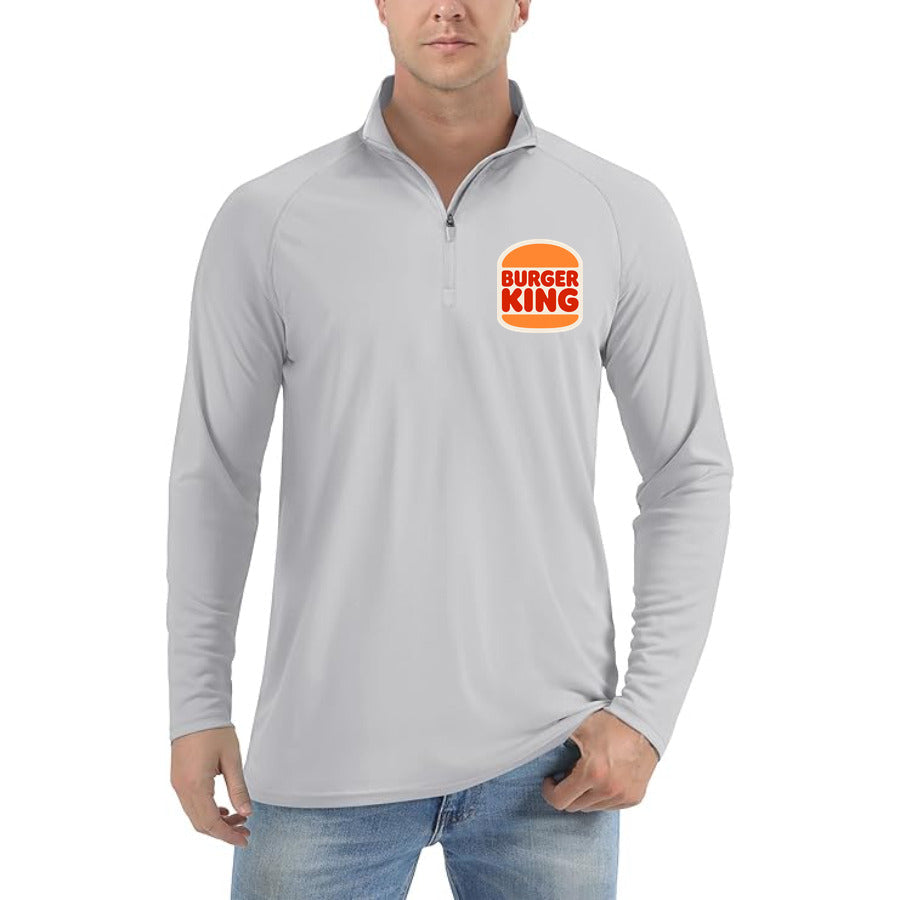 Burger King quarter-zip athletic shirt in Light Gray