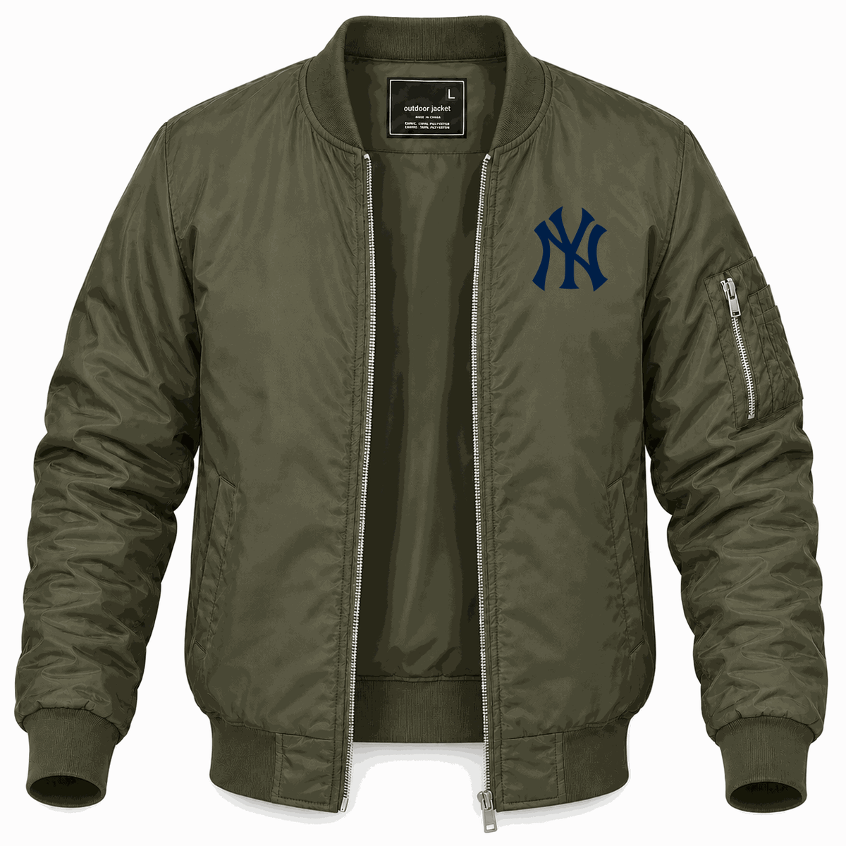 Men's New York Yankees Lightweight Bomber Jacket - Army Green