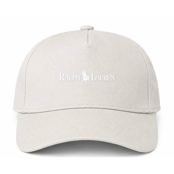 Polo Ralph Lauren White Logo Beige Dad Baseball Cap Hat