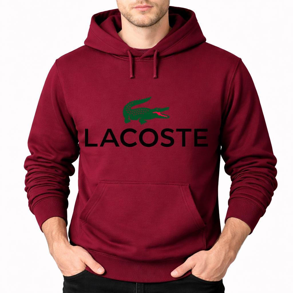 Men's Lacoste Pullover Hoodie - Burgundy