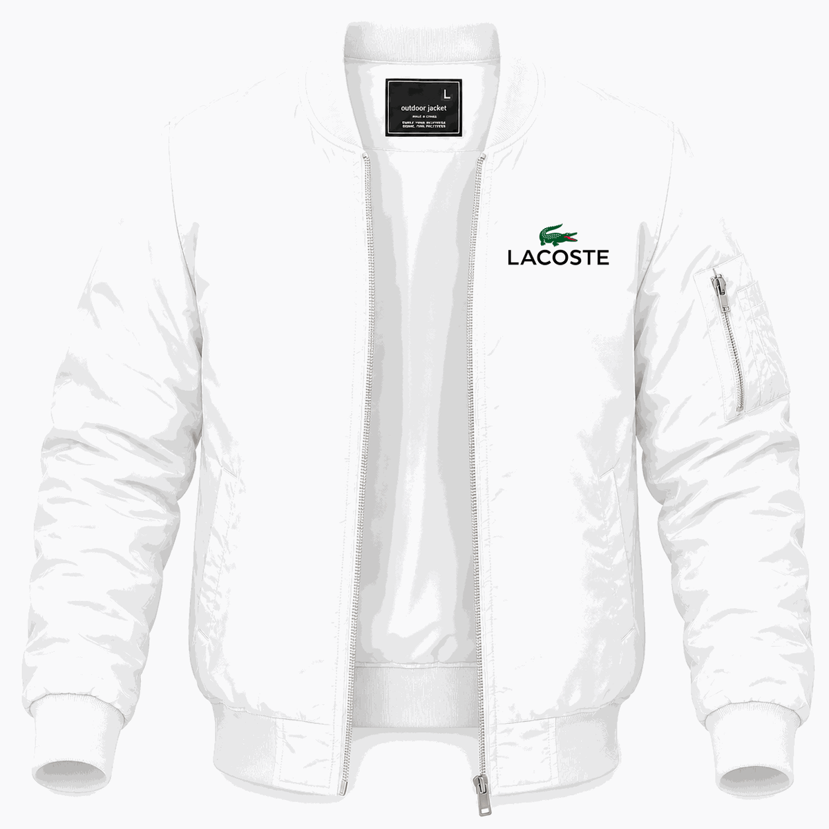 White - Front View - Men's Lacoste Lightweight Bomber Jacket