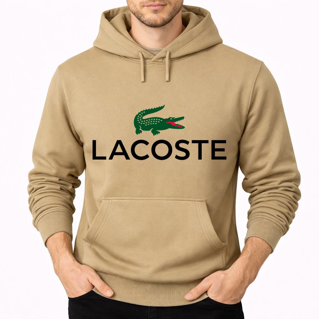 Men's Lacoste Pullover Hoodie - Tan