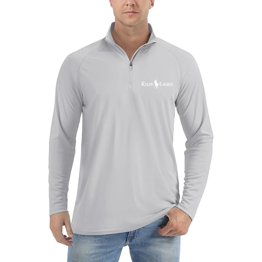 Polo Ralph Lauren Logo  white quarter-zip athletic shirt in Light Gray