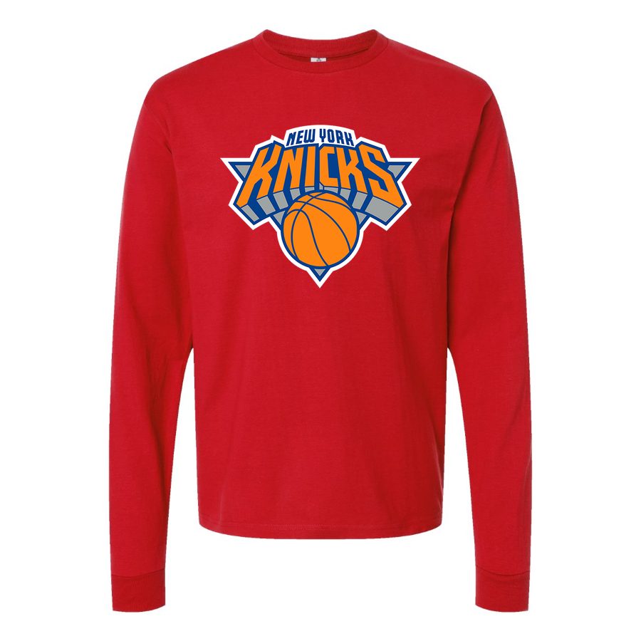 Men's New York Knicks Long sleeves Cotton Blend T-Shirt - Red