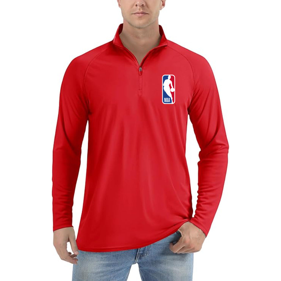 nba quarter-zip athletic shirt in Red