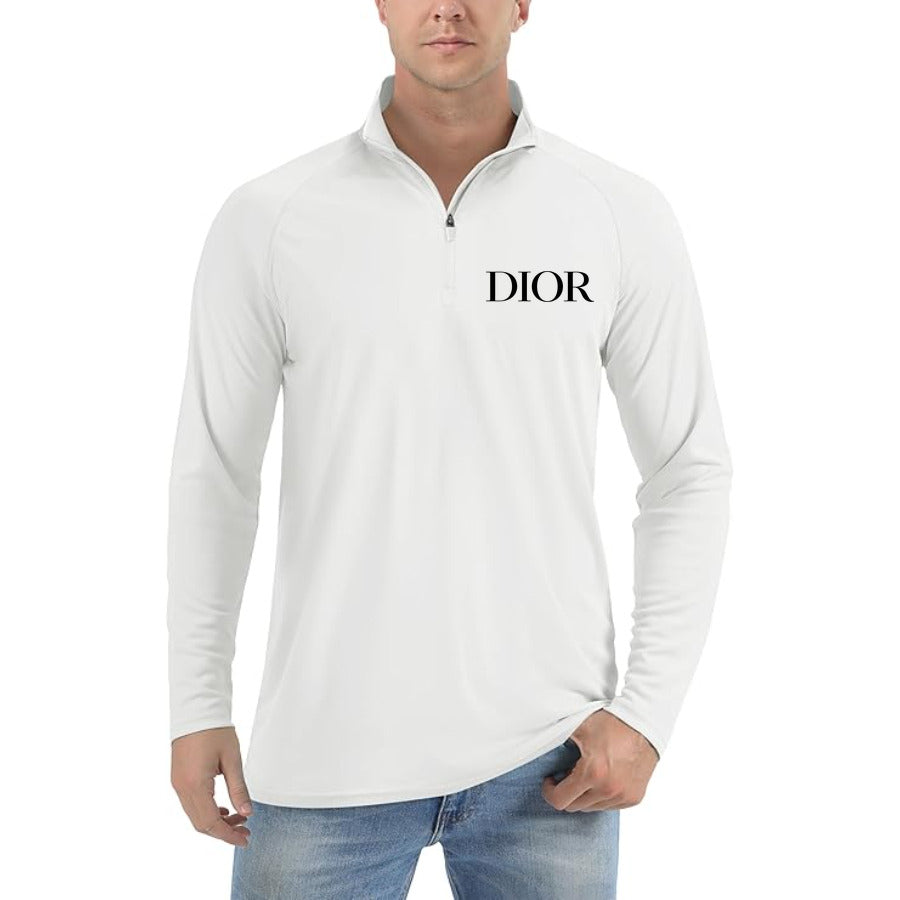 Dior Logo quarter-zip athletic shirt in White