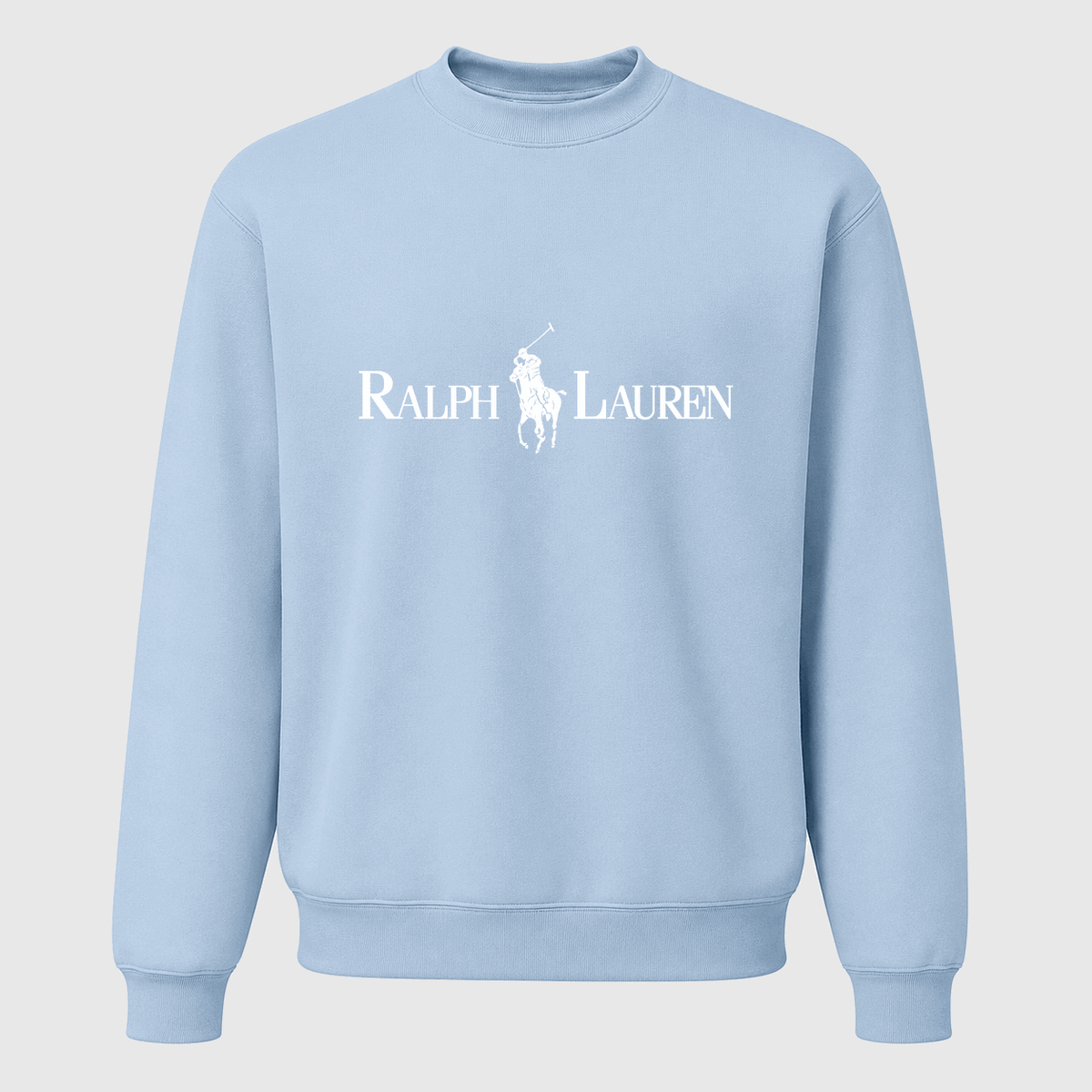 Men's Polo Ralph Lauren White Logo Crewneck Sweatshirt - Sky Blue