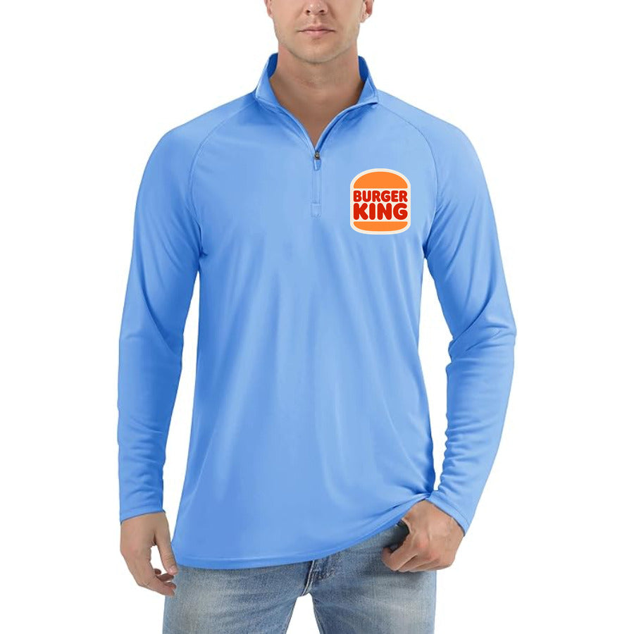 Burger King quarter-zip athletic shirt in Light Blue