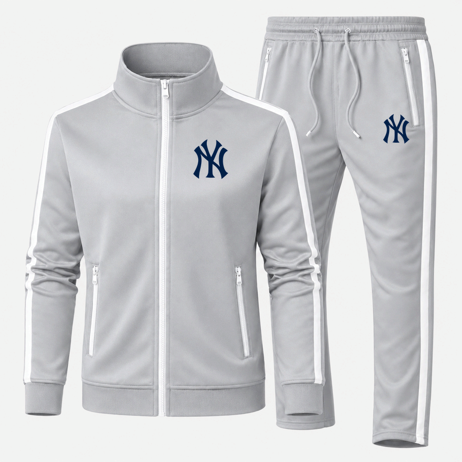 Gray New York Yankees dri-fit tracksuit - front view