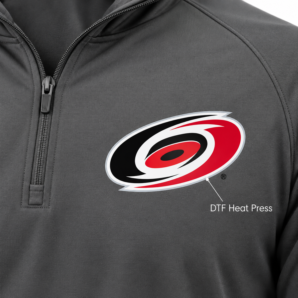 Dark Gray - DTF Heat Press Detail - Carolina Hurricanes Quarter-Zip