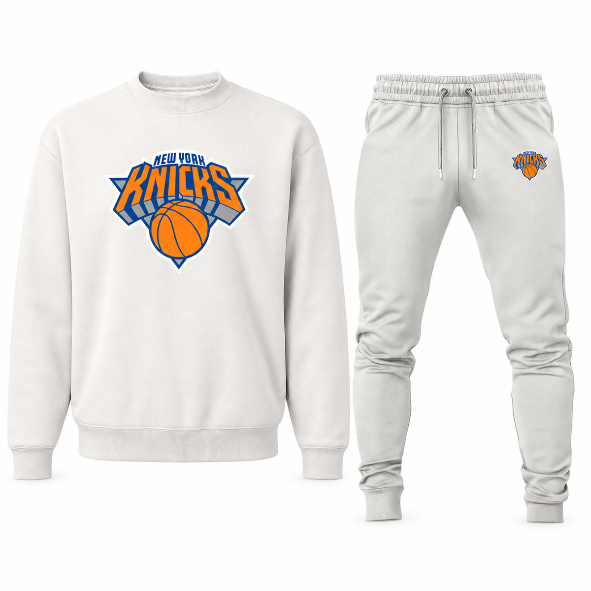 Men's New York Knicks sweatshirt and joggers set, White