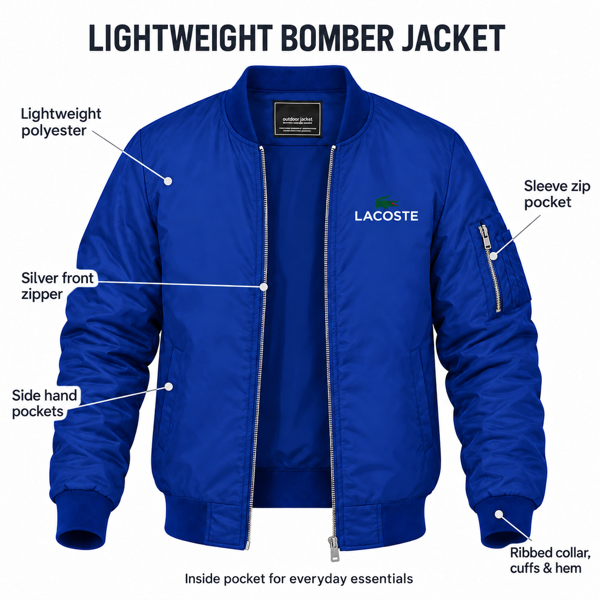 Blue - Features - Men's Lacoste Lightweight Bomber Jacket