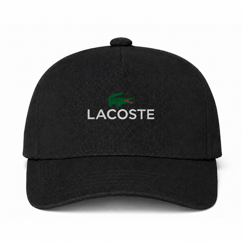 Lacoste Logo Black Dad Baseball Cap Hat | white lettering