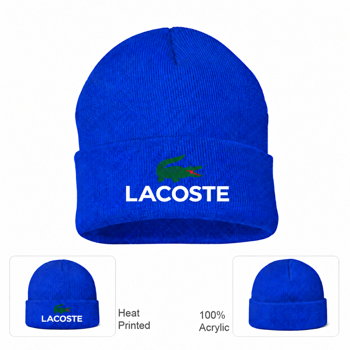 Lacoste beanie, Royal Blue | white lettering