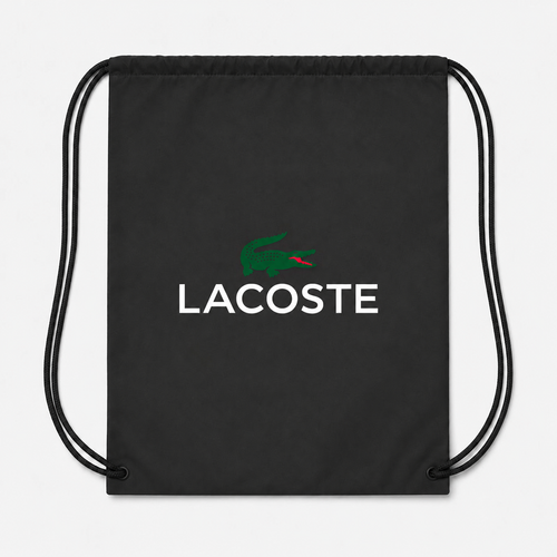 Lacoste Drawstring Bag - Black | white lettering