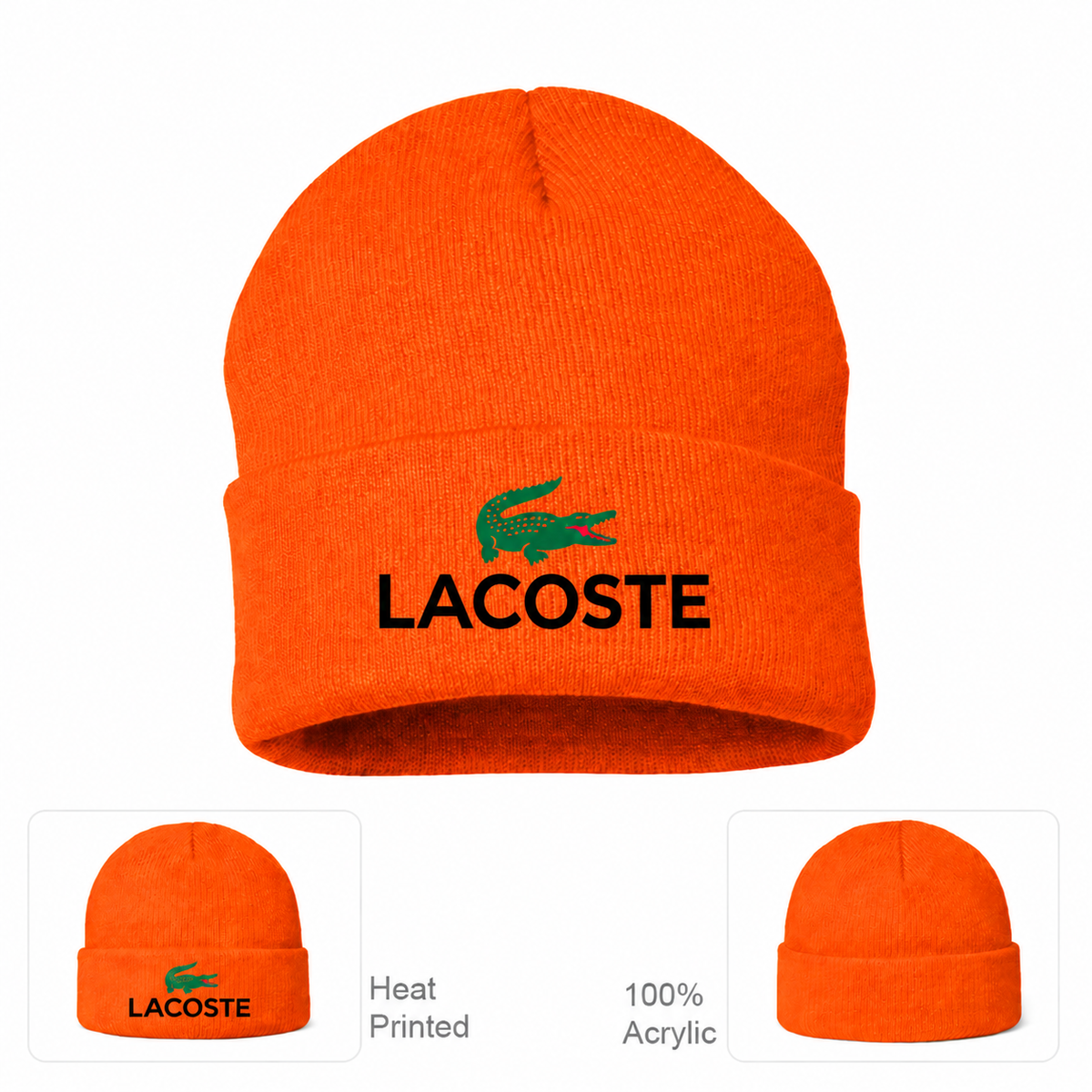 Lacoste cuffed beanie, Orange