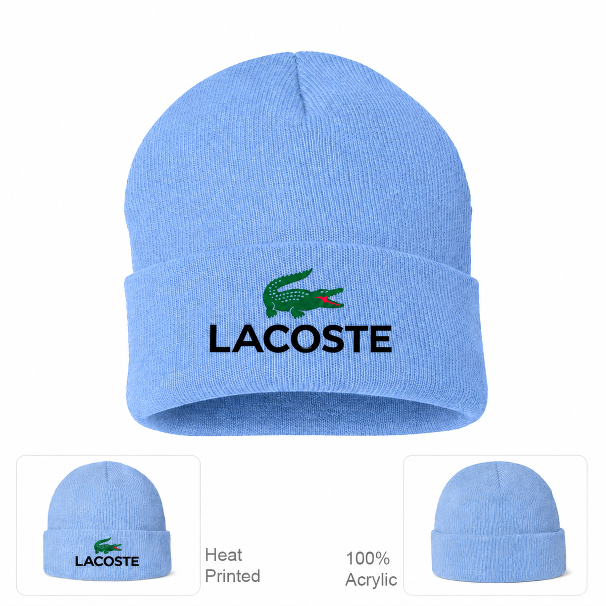 Lacoste cuffed beanie, Sky Blue