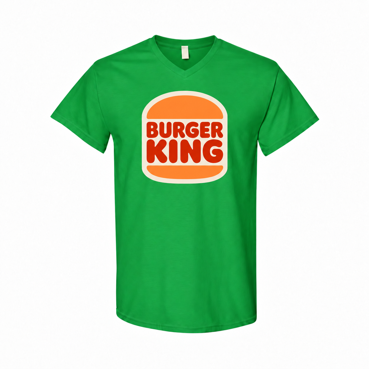 Men's Burger King Cotton V-Neck T-Shirt - Green