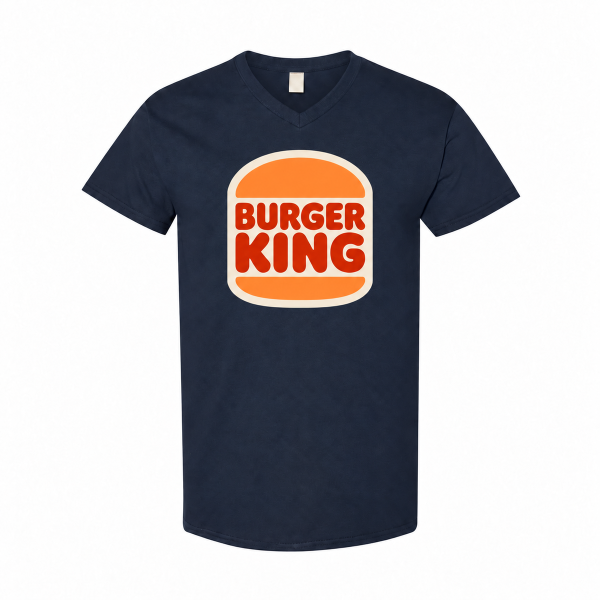 Men's Burger King Cotton V-Neck T-Shirt - Navy