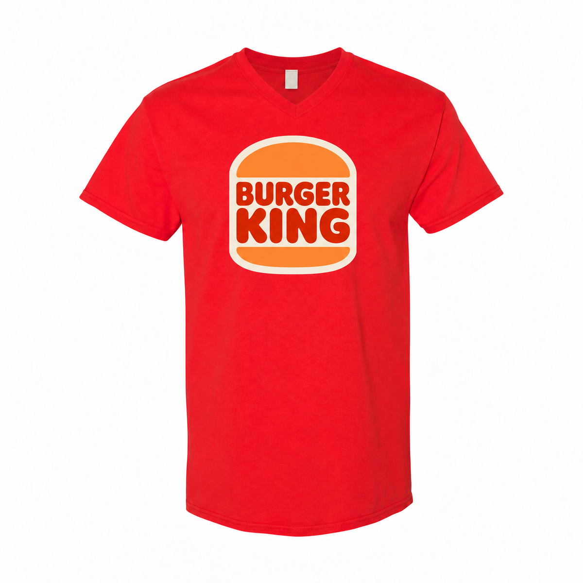 Men's Burger King Cotton V-Neck T-Shirt - Red