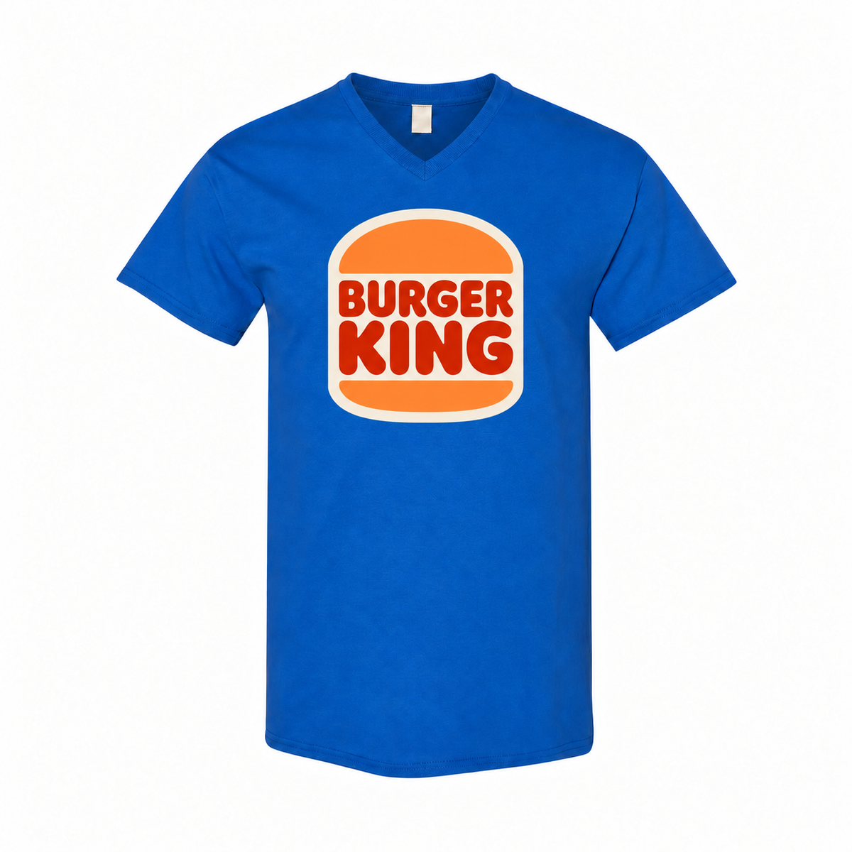 Men's Burger King Cotton V-Neck T-Shirt - Royal Blue