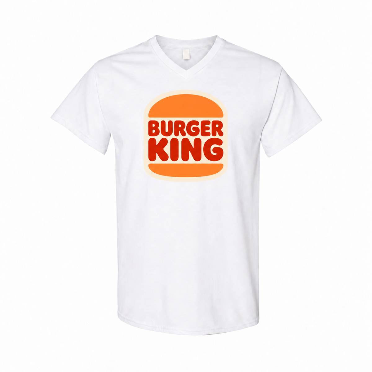 Men's Burger King Cotton V-Neck T-Shirt - White