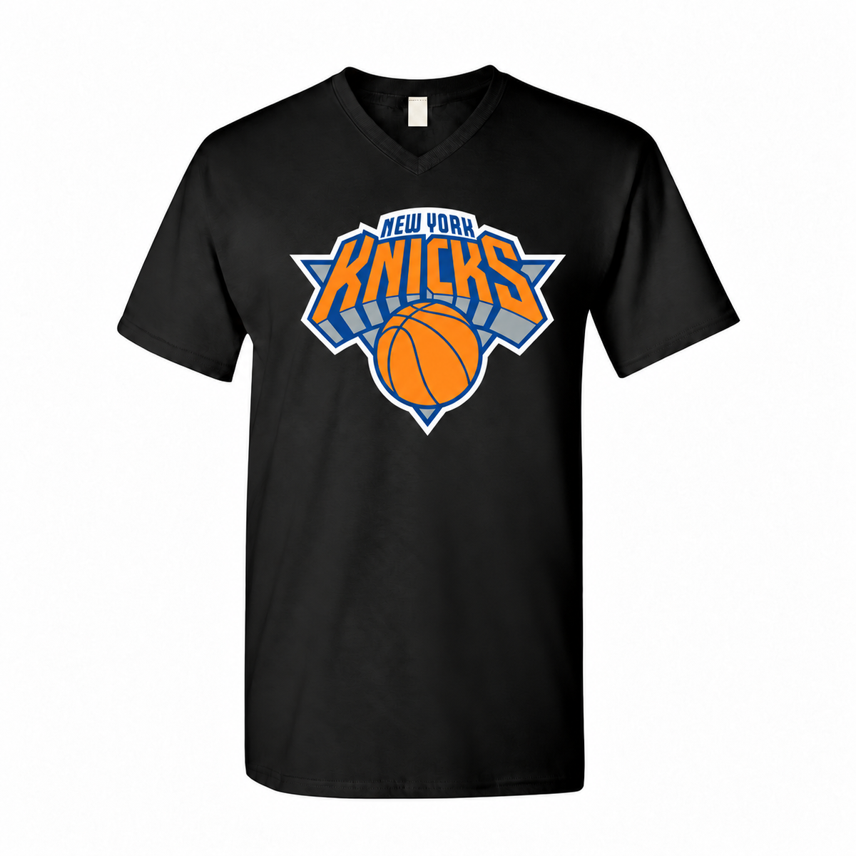 Men's New York Knicks Cotton V-Neck T-Shirt - Black