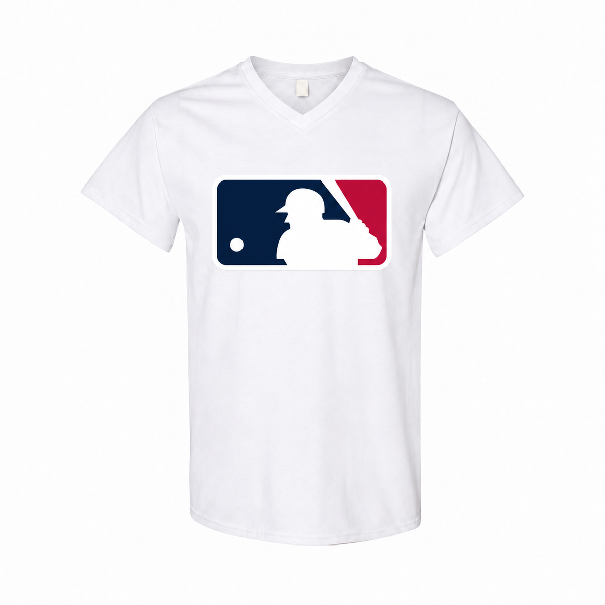 Men's Major League Baseball Cotton V-Neck T-Shirt - White