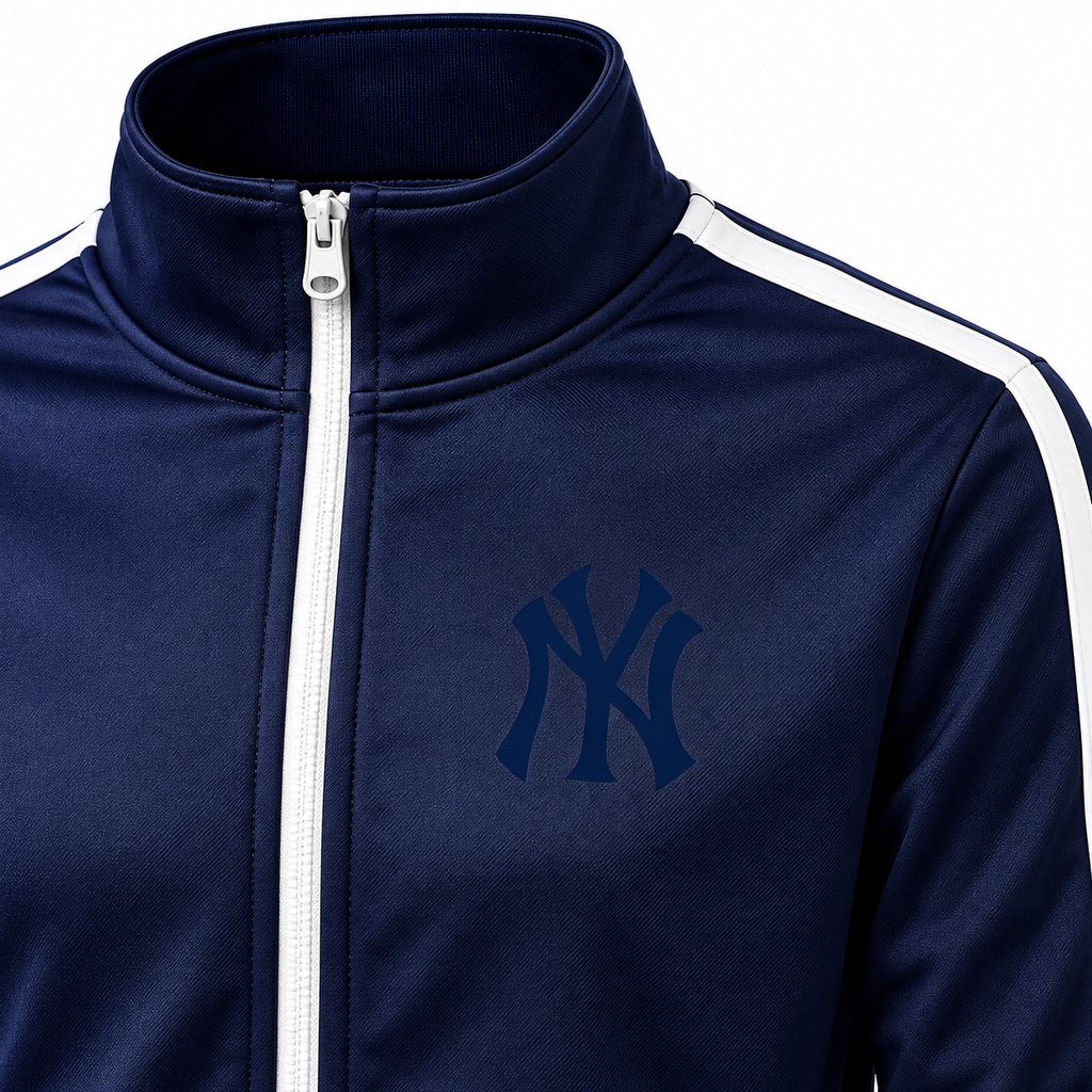 Navy New York Yankees dri-fit tracksuit - DTF print close-up