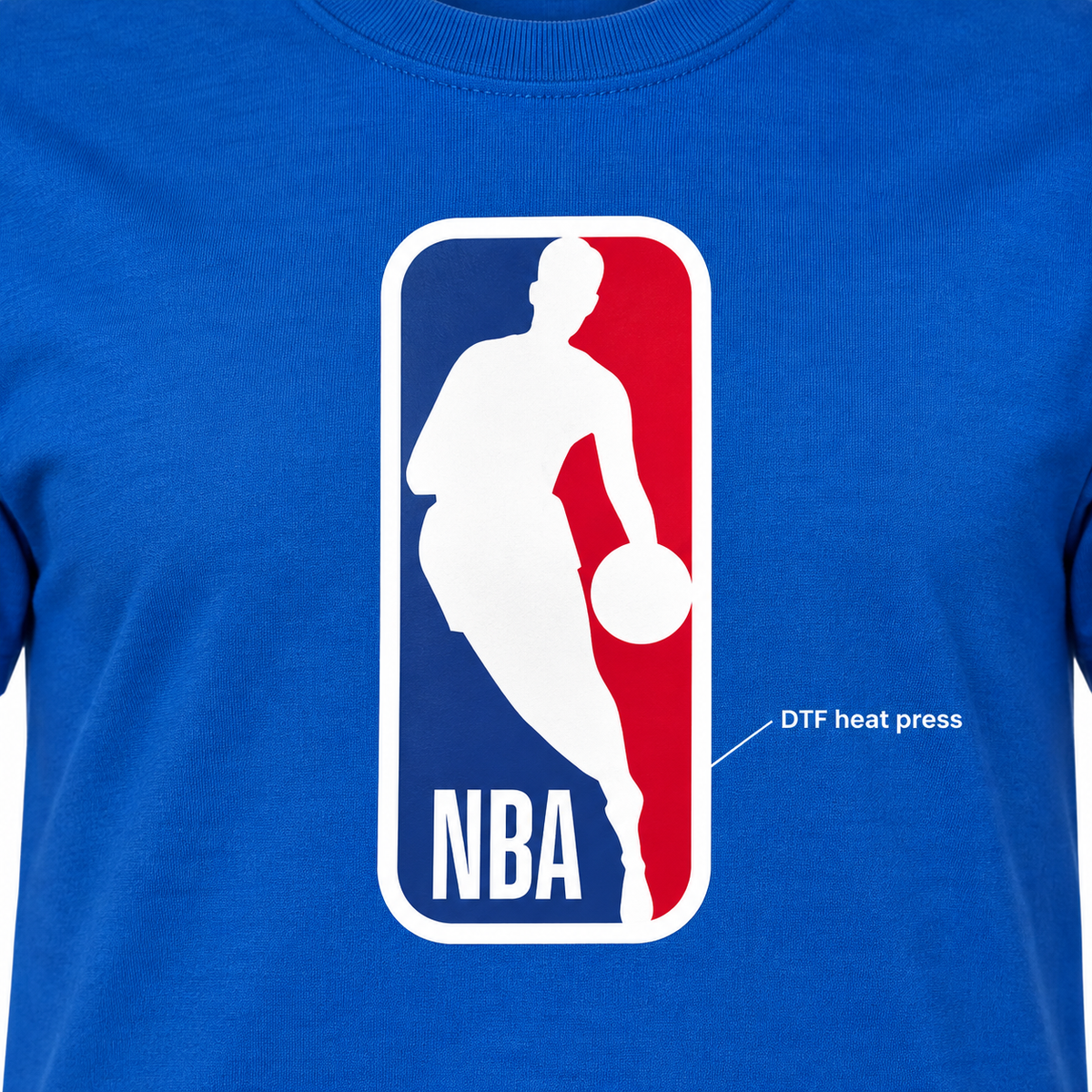 Blue - DTF Heat Press Detail - Men's NBA Cotton T-Shirt