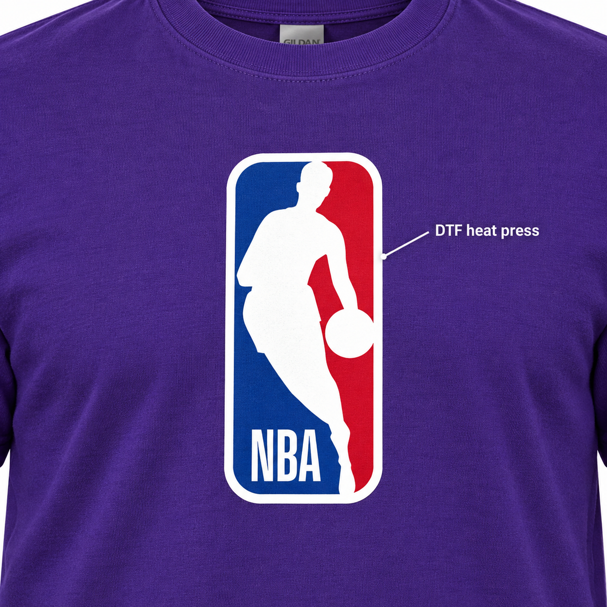 Purple - DTF Heat Press Detail - Men's NBA Cotton T-Shirt