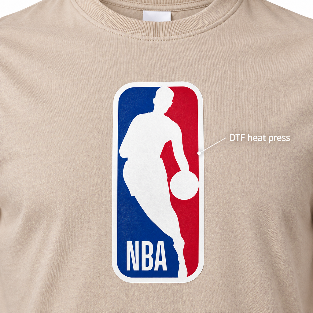 Tan - DTF Heat Press Detail - Men's NBA Cotton T-Shirt
