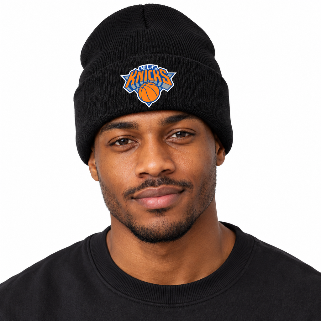 Black - Model View - New York Knicks Beanie Hat