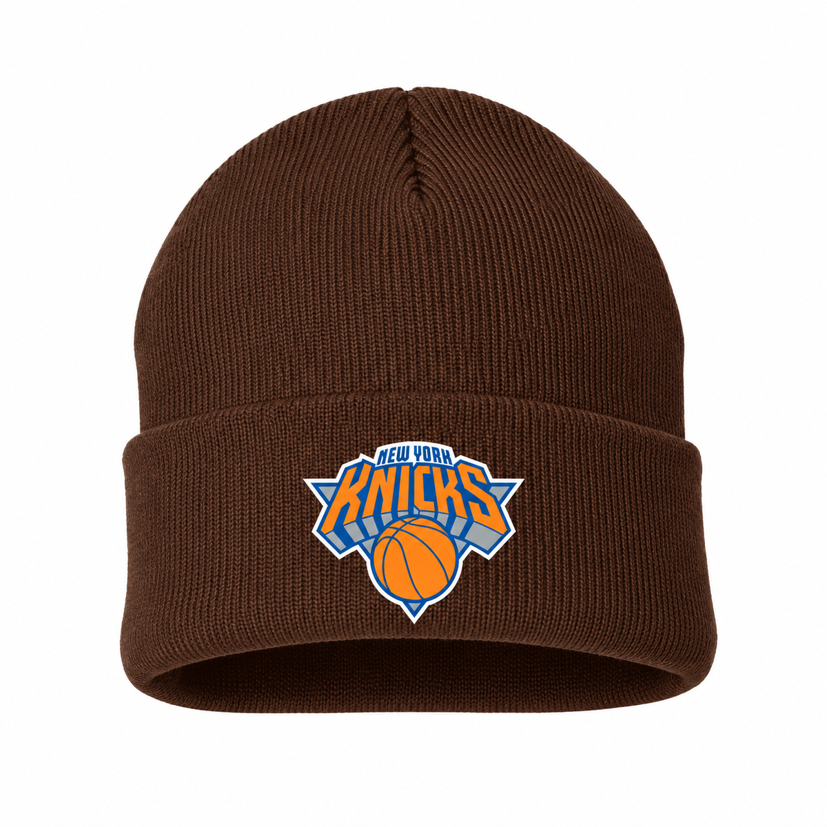 Brown - Front View - New York Knicks Beanie Hat