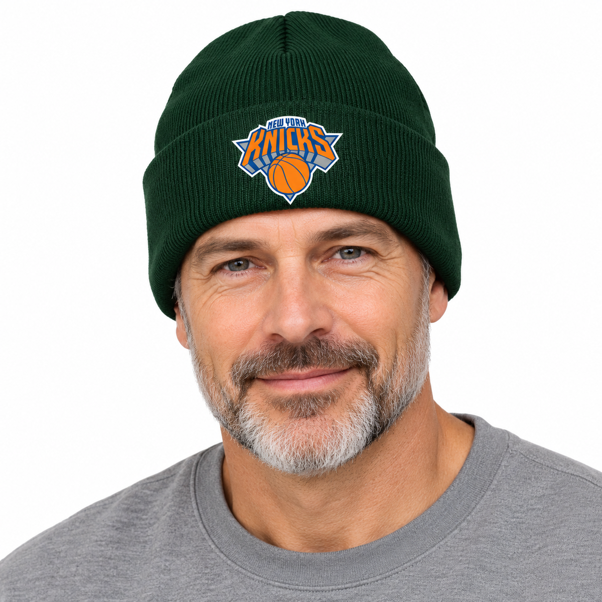 Forest Green - Model View - New York Knicks Beanie Hat