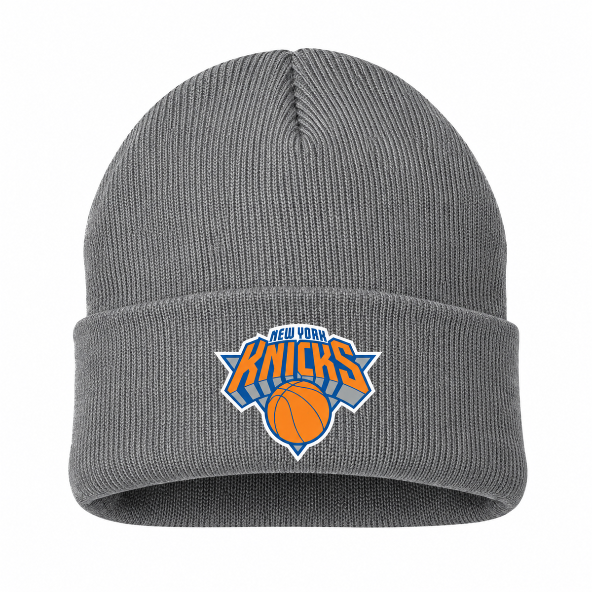 Grey - Front View - New York Knicks Beanie Hat