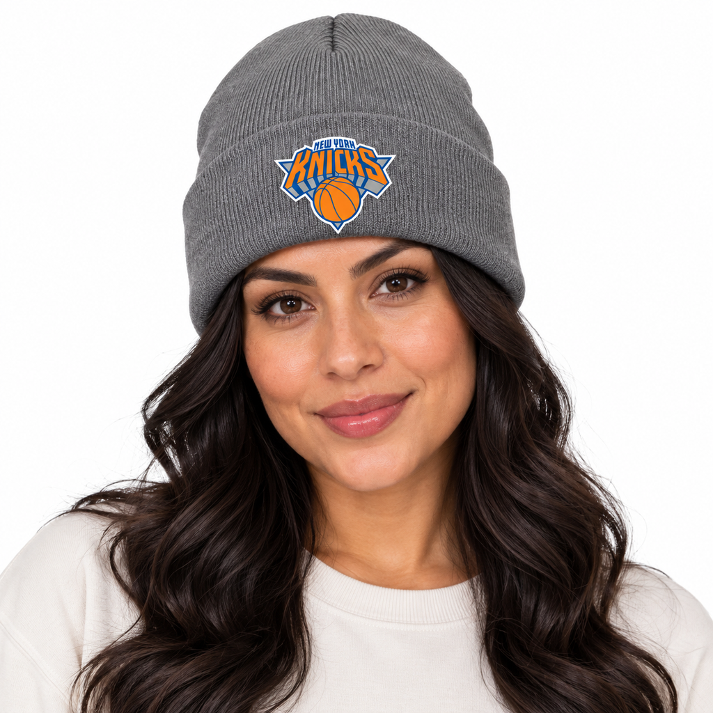 Grey - Model View - New York Knicks Beanie Hat