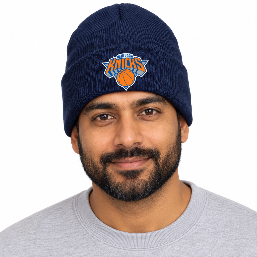 Navy - Model View - New York Knicks Beanie Hat